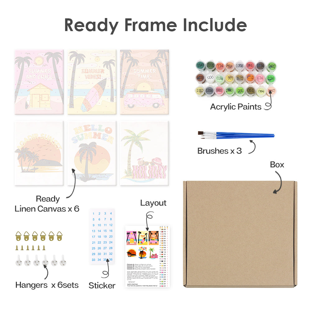 Slnko a palmy (sada 6 ks)