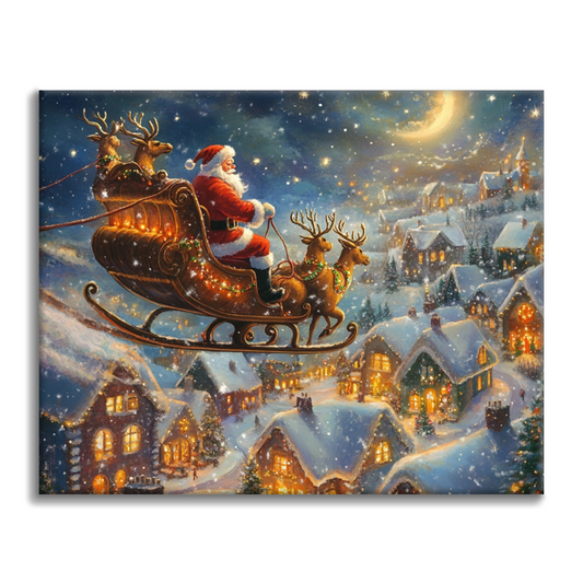 Maľovanie podľa čísel - Santa Claus a sane