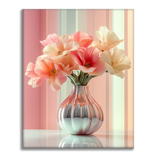 Maľovanie podľa čísel - Elegantná váza s ružovými a bielymi tulipánmi