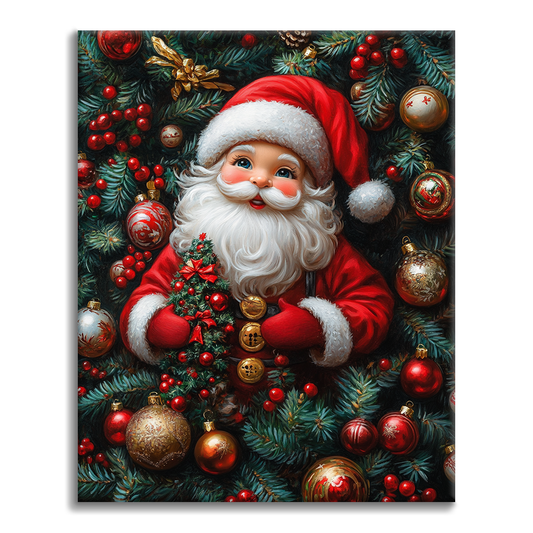 Maľovanie podľa čísel - Veselý Santa Claus uprostred slávnostných dekorácií