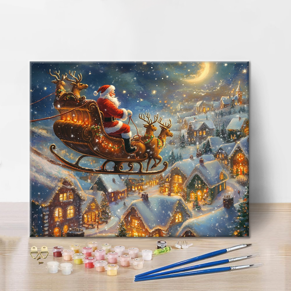 Maľovanie podľa čísel - Santa Claus a sane