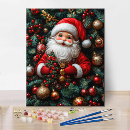 Maľovanie podľa čísel - Veselý Santa Claus uprostred slávnostných dekorácií