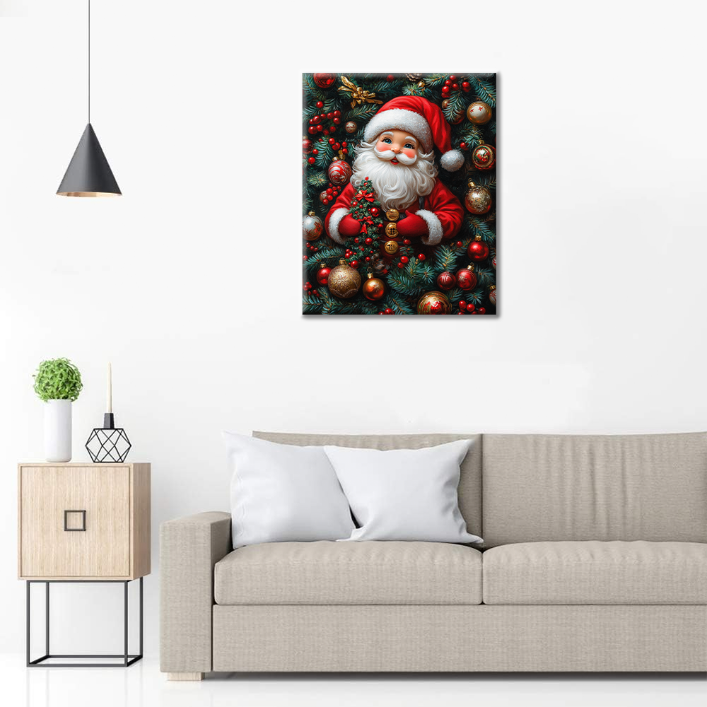 Maľovanie podľa čísel - Veselý Santa Claus uprostred slávnostných dekorácií