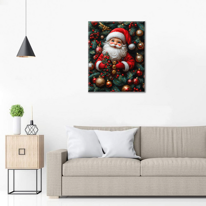 Maľovanie podľa čísel - Veselý Santa Claus uprostred slávnostných dekorácií