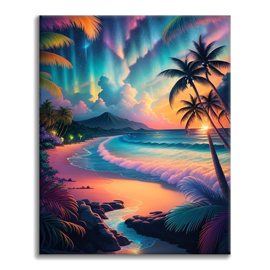 Maľovanie podľa čísel - Pláž Synthwave