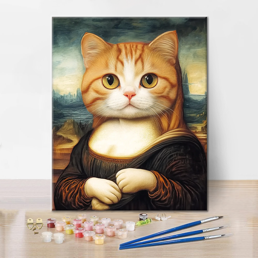 Maľovanie podľa čísel - Mačka Mona Lisa