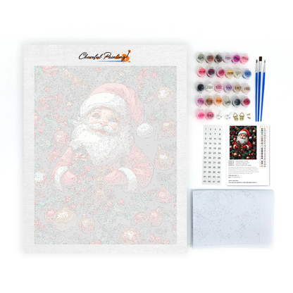 Maľovanie podľa čísel - Veselý Santa Claus uprostred slávnostných dekorácií