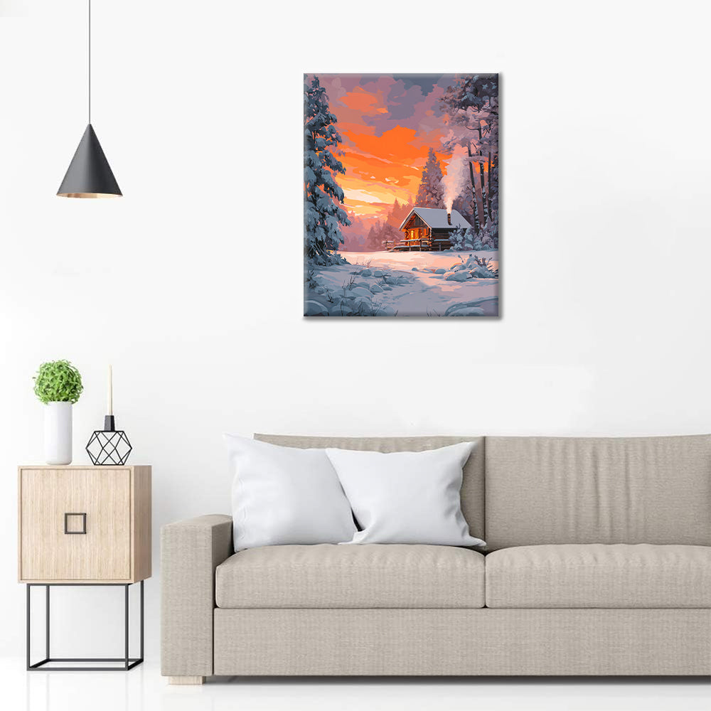 Zimná chata – Maľovanie podľa čísiel