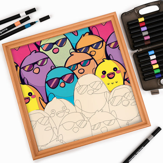 Šikovní vtáci - Drevená farebná skladačka