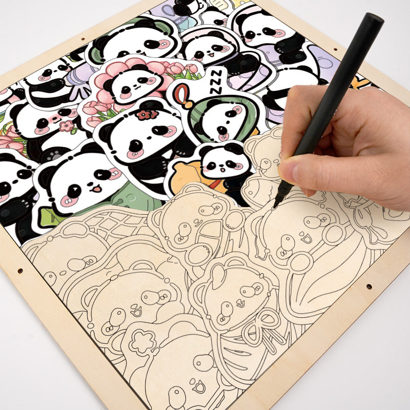Panda II - Drevená farebná skladačka