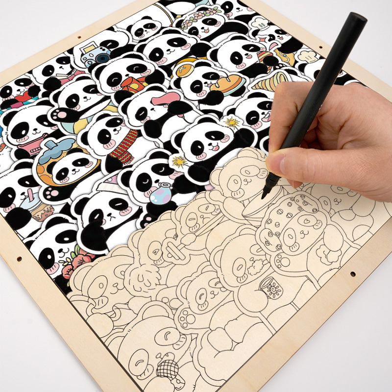 Panda III - Drevená farebná skladačka