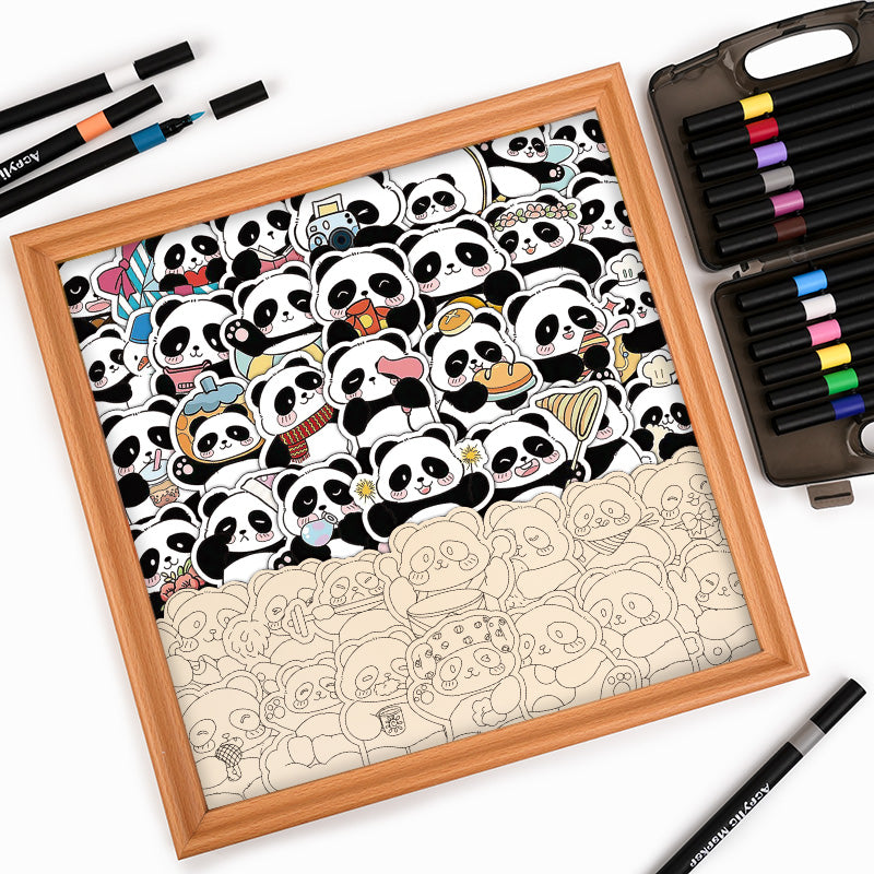 Panda III - Drevená farebná skladačka