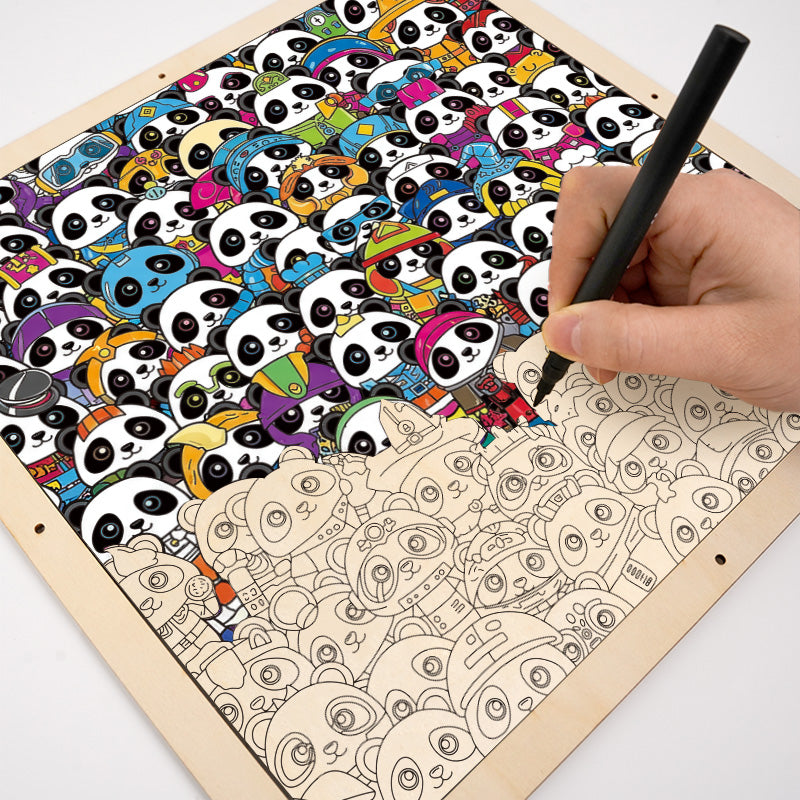 Panda - Drevená farebná skladačka