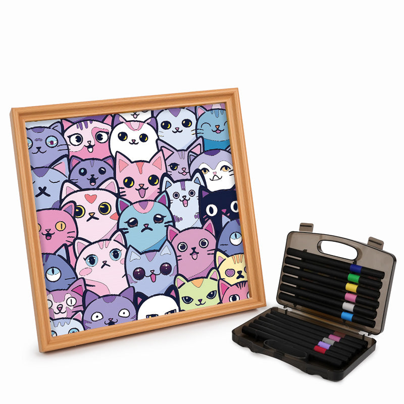 Srandovné mačičky - Drevená farebná skladačka