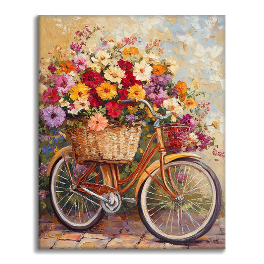 Maľovanie podľa čísel - Kvety a bicykle