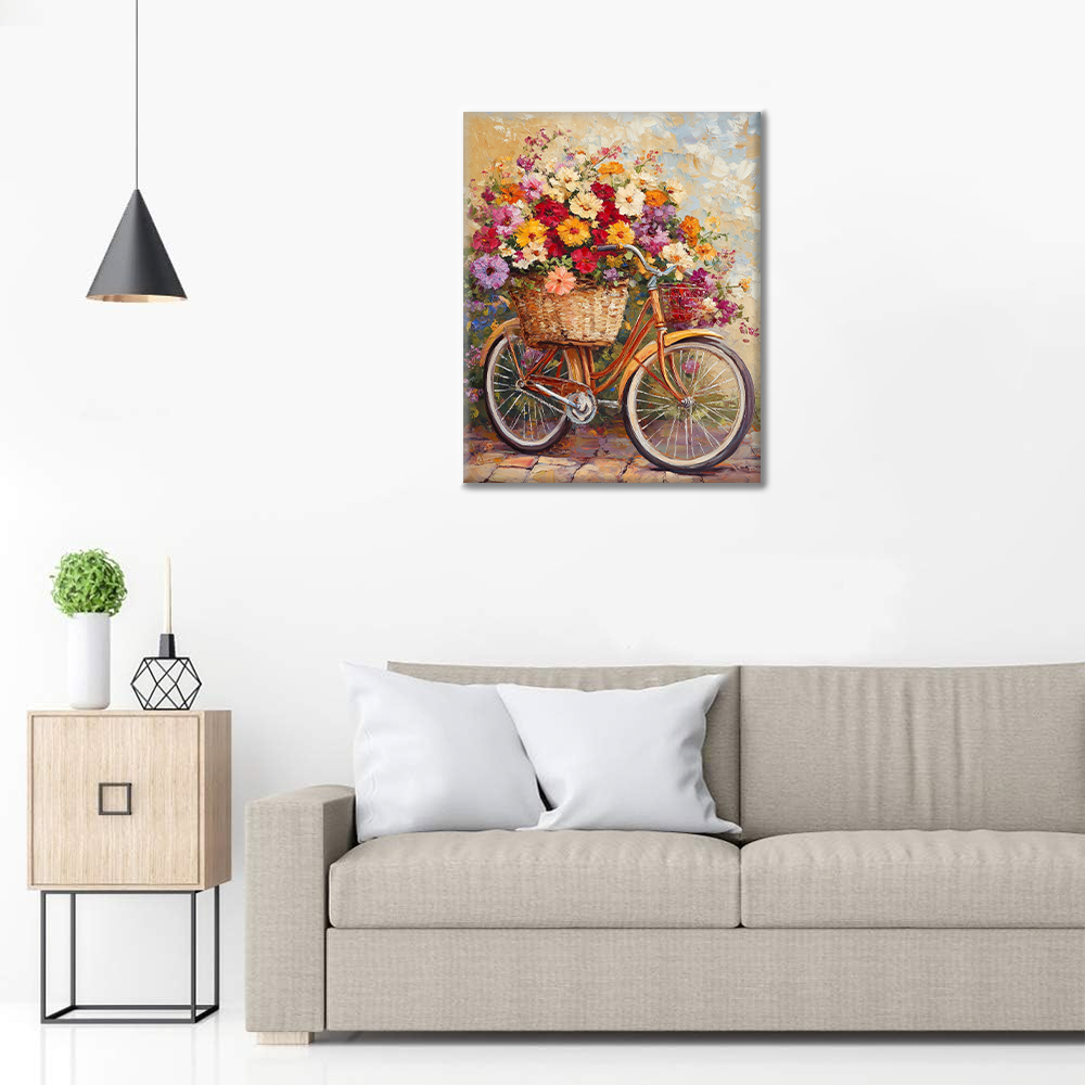 Maľovanie podľa čísel - Kvety a bicykle
