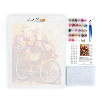 Maľovanie podľa čísel - Kvety a bicykle