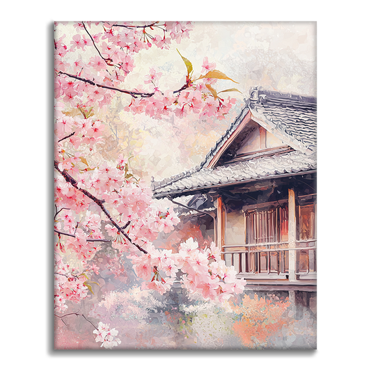 Maľovanie podľa čísel - Sakura kvitne pri dome