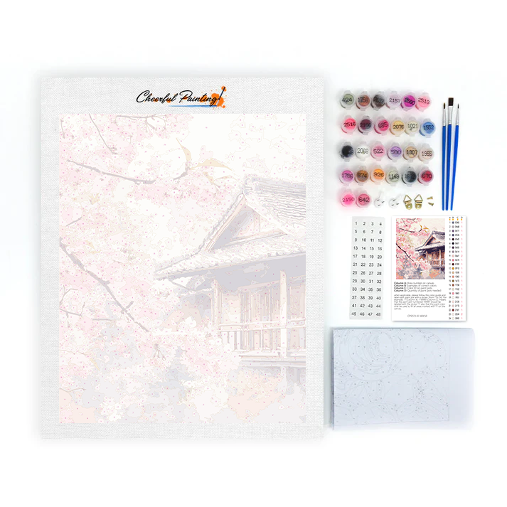 Maľovanie podľa čísel - Sakura kvitne pri dome