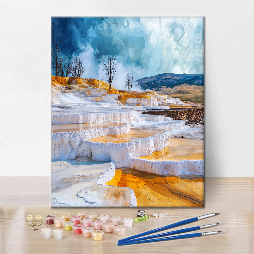 Maľovanie podľa čísel - Mammoth Hot Springs Terraces