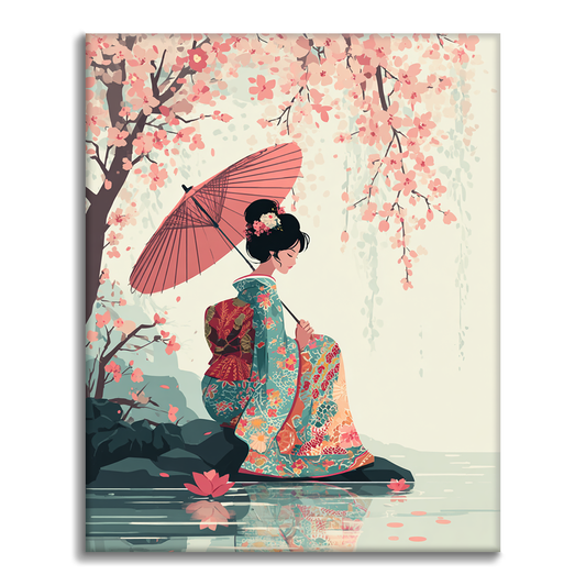 Maľovanie podľa čísel - Dáždnik Sakura