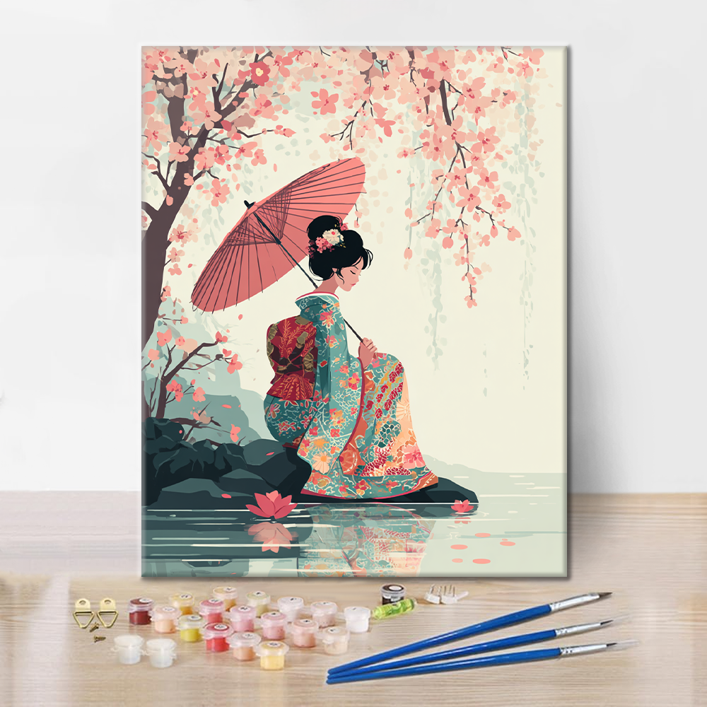 Maľovanie podľa čísel - Dáždnik Sakura