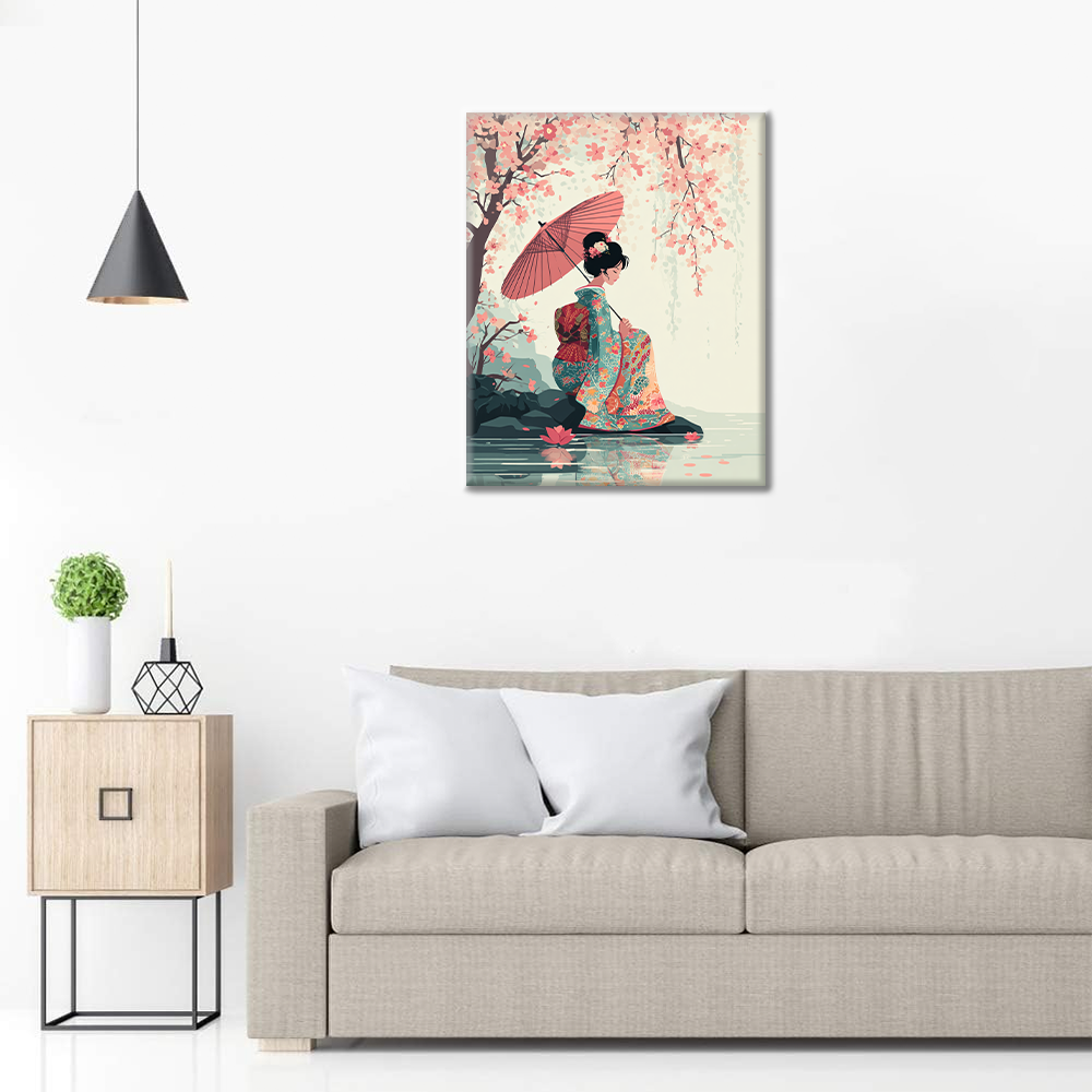 Maľovanie podľa čísel - Dáždnik Sakura