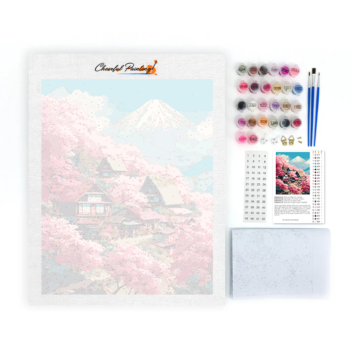 Maľovanie podľa čísel - Vila Sakura na vrchu Fudži