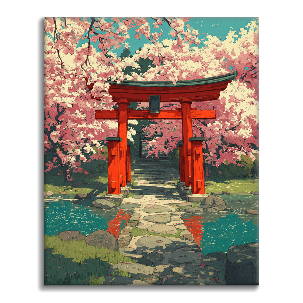 Maľovanie podľa čísel - Čerešňový kvet Torii