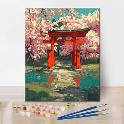 Maľovanie podľa čísel - Čerešňový kvet Torii