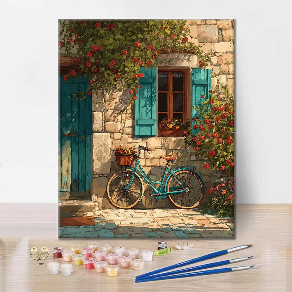 Záhradný bicykel - Maľovanie podľa čísel