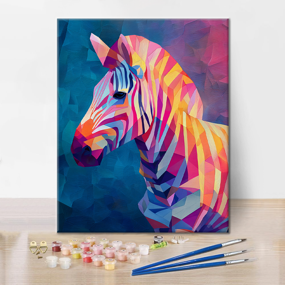 Geometrická zebra - Maľovanie podľa čísel