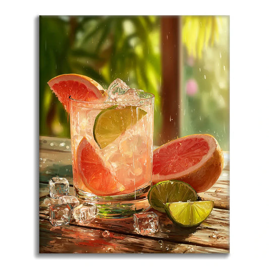 Grapefruitový šumivý tanier - Maľovanie podľa čísel
