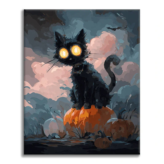 Halloween Čierna mačka - Maľovanie podľa čísel