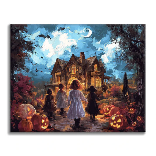Halloweenská noc - Maľovanie podľa čísel