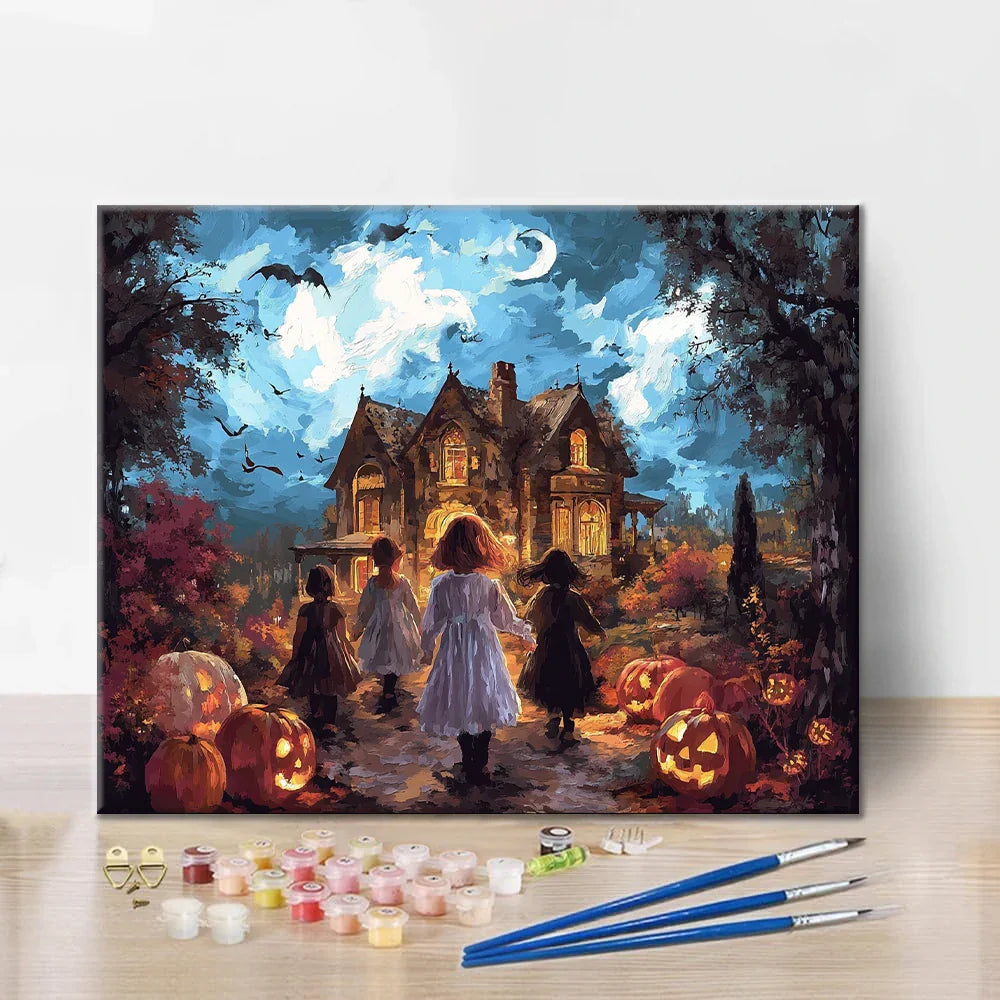 Halloweenská noc - Maľovanie podľa čísel