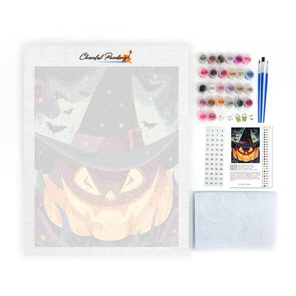 Jack-o'-Lanterna s čarodejníckym klobúkom - Maľovanie podľa čísel