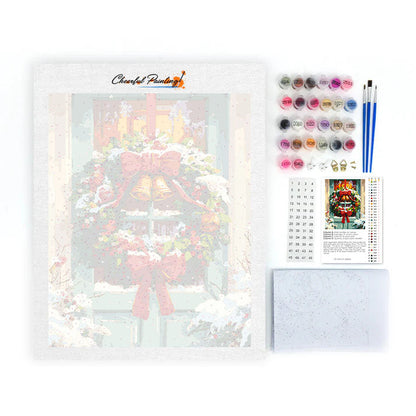 Vianočný veniec na dvere - Maľovanie podľa čísel