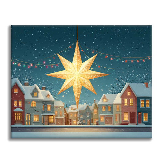 Vianočná hviezda v snehu - Maľovanie podľa čísel