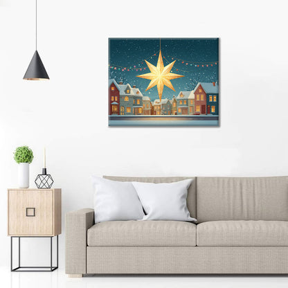 Vianočná hviezda v snehu - Maľovanie podľa čísel