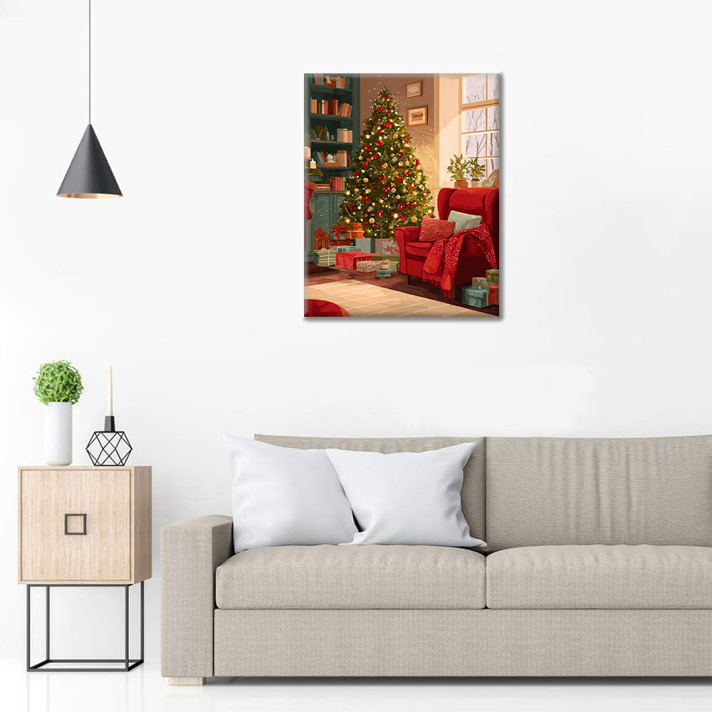 Útulný vianočný stromček - Maľovanie podľa čísel