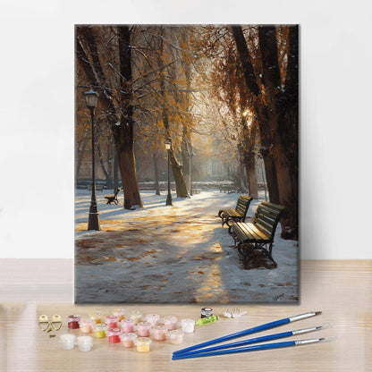 Park začiatkom zimy - Maľovanie podľa čísel