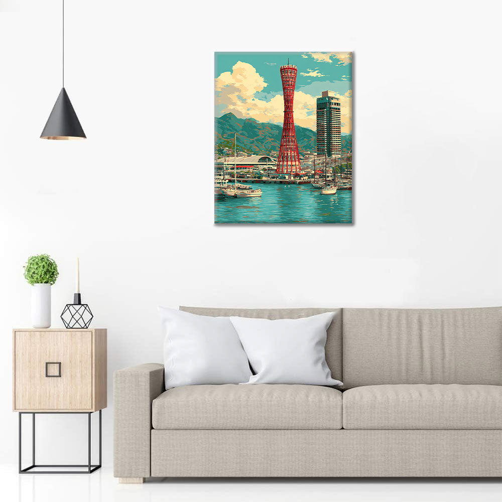 Veža prístavu v Kobe - Maľovanie podľa čísel