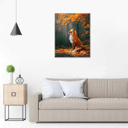 Javorové listy a líška - Maľovanie podľa čísel