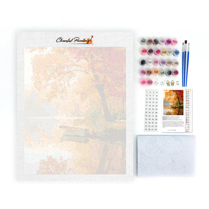 Pokojná jesenná loďka - Maľovanie podľa čísel