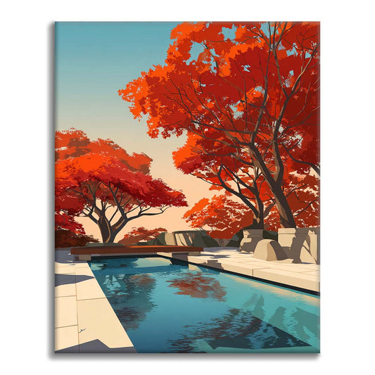 Pokojné jesenné odrazy - Maľovanie podľa čísel