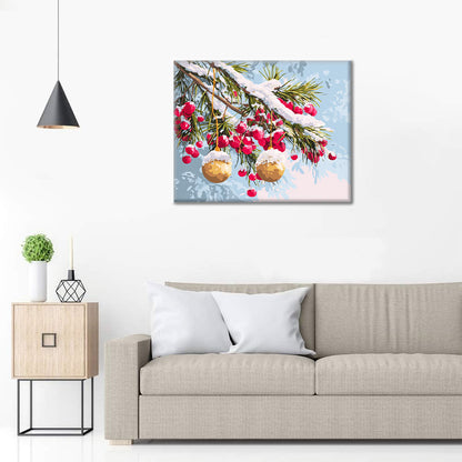 Zimné konáre s ornamentmi - Maľovanie podľa čísel