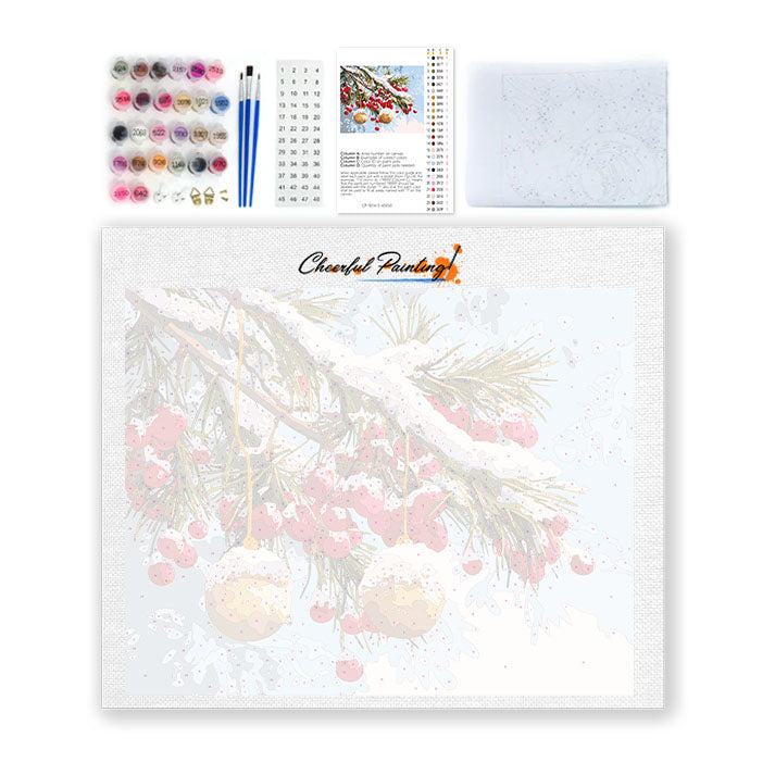 Zimné konáre s ornamentmi - Maľovanie podľa čísel