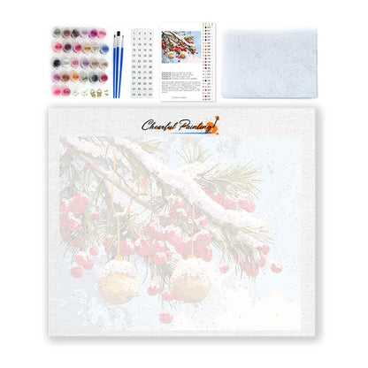 Zimné konáre s ornamentmi - Maľovanie podľa čísel