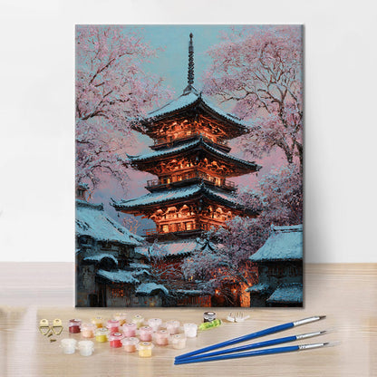 Kvety Pagoda - Maľovanie podľa čísiel